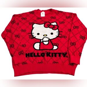 Sanrio Hello Kitty Graphic Sweater Womens Large Long Sleeve Red EUC
